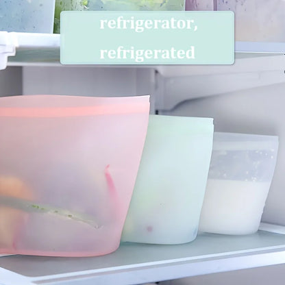 Silicone Food Containers – Reusable Leakproof Ziplock Storage Bags for Fridge and Freezer