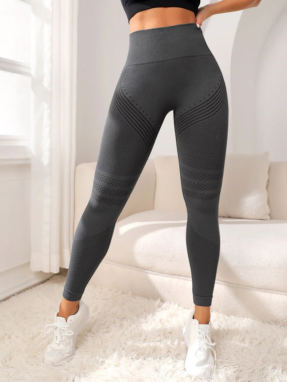 Women’s High Waist Sports Leggings with Butt Lift Design, Sexy Seam Lines Fitness Tight Pants for Yoga, Running, Gym and Workout