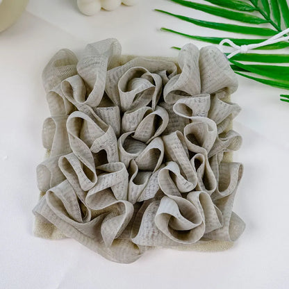 Soft Exfoliating 2-In-1 Bath Loofah – Bath Ball Towel with Drawstring Soap Closure Reusable Mesh Shower Sponge