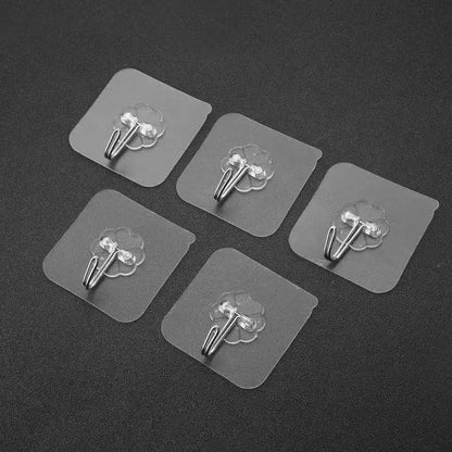 Transparent Adhesive Wall Hooks – No-Drill Traceless Strong Load-Bearing Hooks for Bathroom & Kitchen
