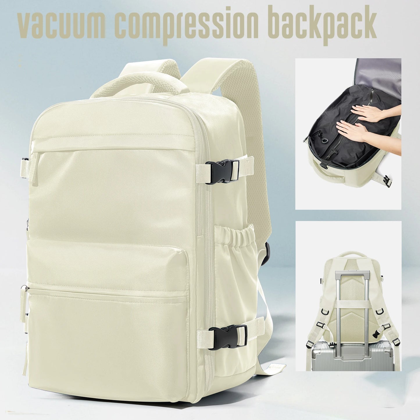 Vacuum Compression Travel Backpack, Expandable Large Capacity Laptop Backpack, Business School Bag for Men and Women, 20–35L Nylon Carry-On Backpack