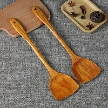 Bamboo Wood Spatula 39cm – Long Handle Wooden Cooking Spatula Safe for Non-Stick Pans