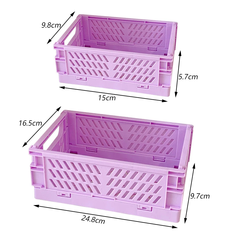 Collapsible Plastic Crate – Folding Storage Box Basket for Desktop, Cosmetics & Home Organization