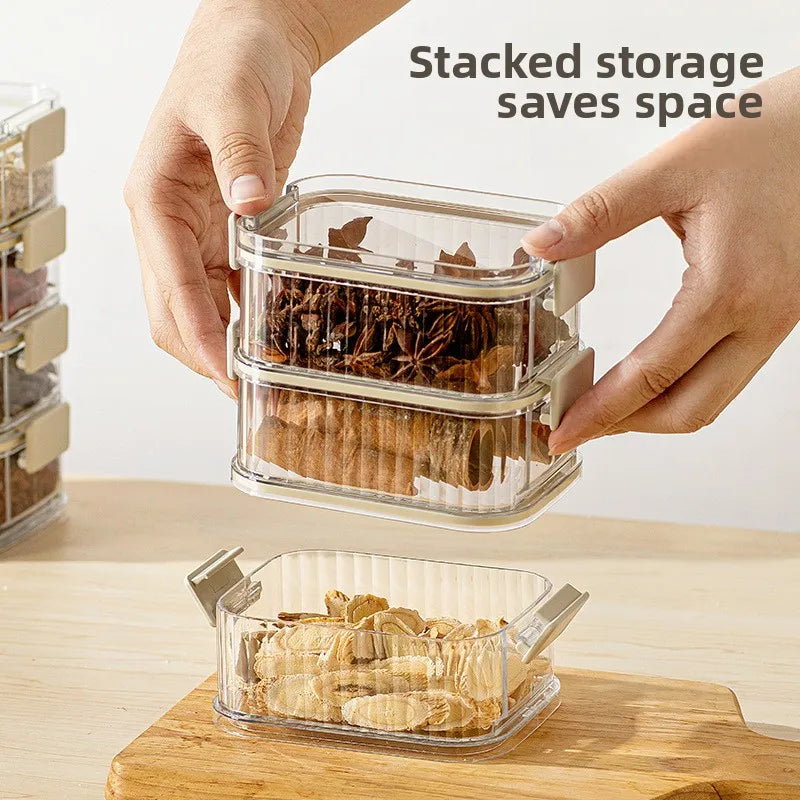 Sturdy Transparent Sealed Kitchen Storage Boxes, Large Capacity Stackable Food Storage Containers for Pantry & Kitchen Organization