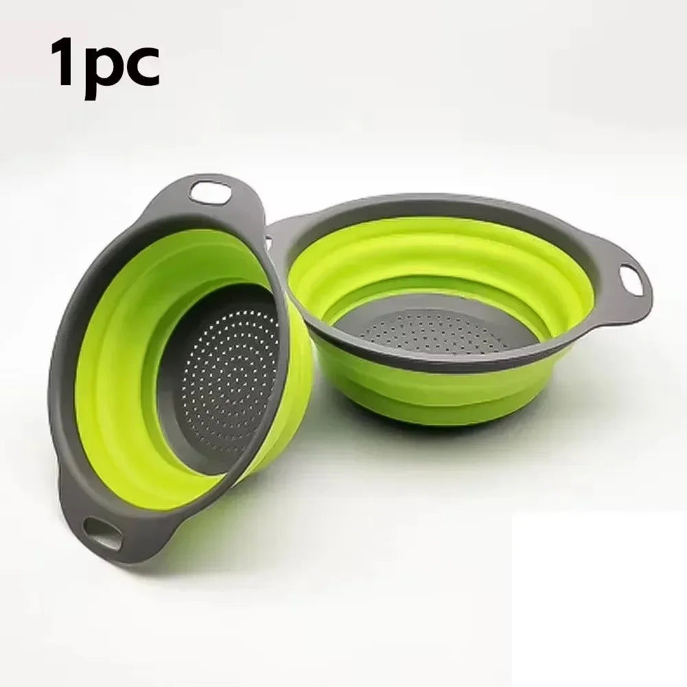 Silicone Folding Drain Basket – Collapsible Fruit and Vegetable Washing Strainer Colander