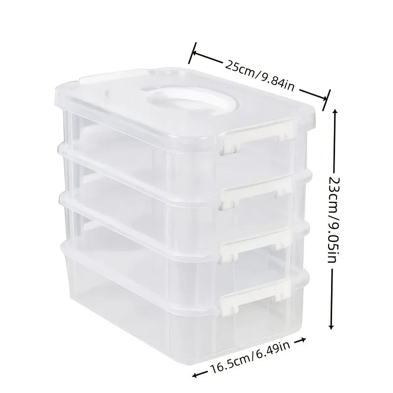 Extra Large 4-Tier Stackable Storage Box with Lid, Clear Plastic Organizer for Toys & Building Blocks
