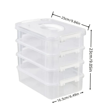 Extra Large 4-Tier Stackable Storage Box with Lid, Clear Plastic Organizer for Toys & Building Blocks