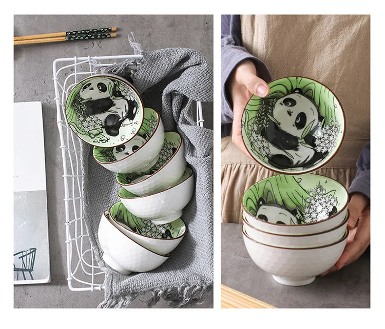 Creative Panda Ceramic Tableware Set, Cartoon Porcelain Dinnerware Gift Box Set