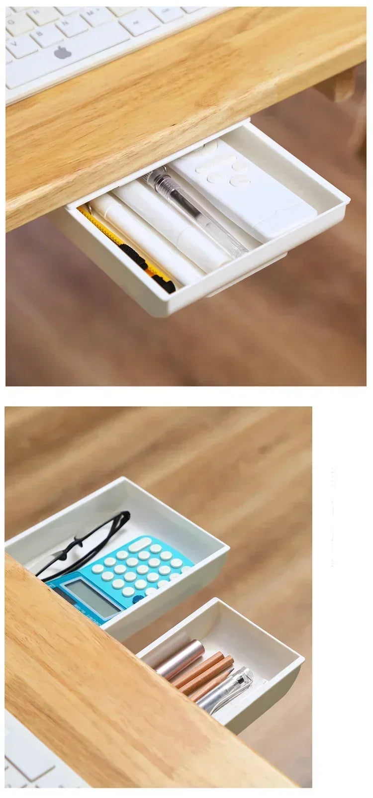 Adhesive Under Desk Drawer Organizer Hidden Table Storage Box Slide Out Tray Simple Sundries Cosmetics Stationery Organizer