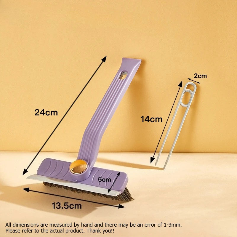 360° Rotating Crevice Cleaning Brush with Scraper – Multi-Purpose Hard Bristle Tile & Gap Cleaner for Bathroom & Kitchen