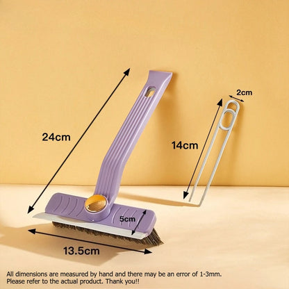 360° Rotating Crevice Cleaning Brush with Scraper – Multi-Purpose Hard Bristle Tile & Gap Cleaner for Bathroom & Kitchen