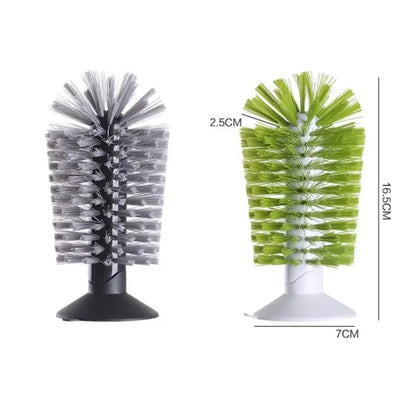 Sink Suction Cup Glass Brush – Upright Bottle & Wine Glass Cleaner with Durable Bristles