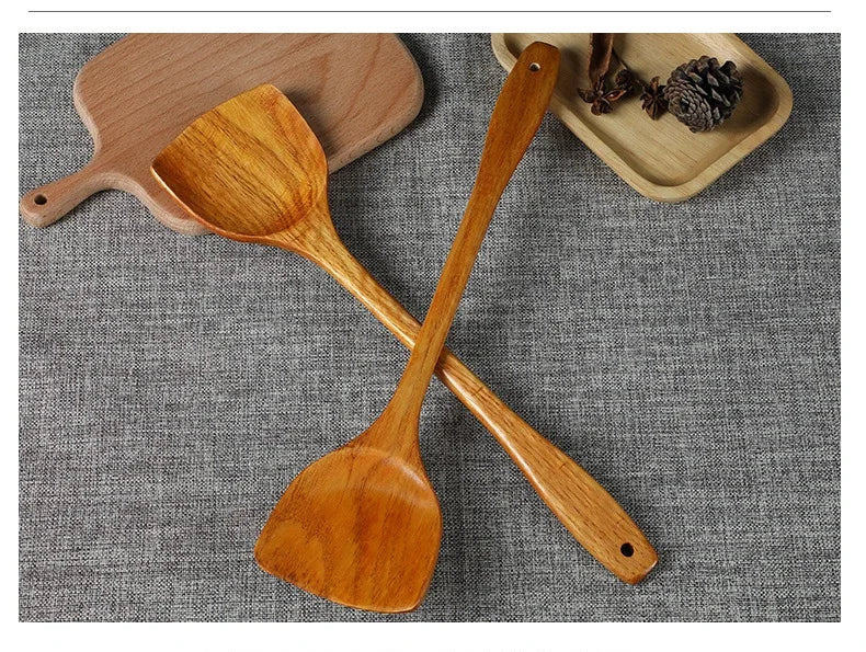 Bamboo Wood Spatula 39cm – Long Handle Wooden Cooking Spatula Safe for Non-Stick Pans