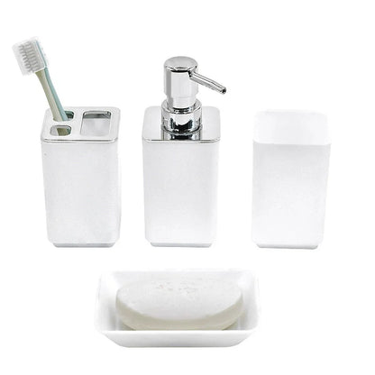8PCS Bathroom Accessories Set, Plastic Storage Set with Soap Dispenser, Toilet Brush, Trash Can & Toothbrush Holder