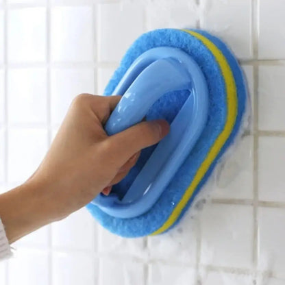 Cleaning Brush with Handle – Kitchen Sponge Wipe Thickened Bathroom Tile Cleaning Sponge Household Stain Removal Tool