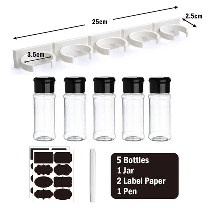 Plastic Spice Jars Seasoning Shaker Bottles, Kitchen Condiment Storage Containers for Salt, Pepper & Spices