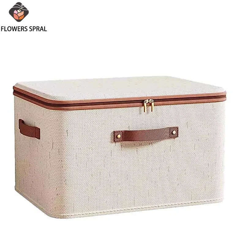 Zippered Storage Box with Lid – Large Capacity Foldable Clothing Organizer for Bedroom & Wardrobe
