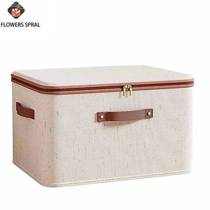 Zippered Storage Box with Lid – Large Capacity Foldable Clothing Organizer for Bedroom & Wardrobe