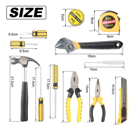 WOZOBUY Household Tool Kit Set, 8/9/12/13-Piece General Hand Tool Set with Plastic Toolbox for Home and Car Repair