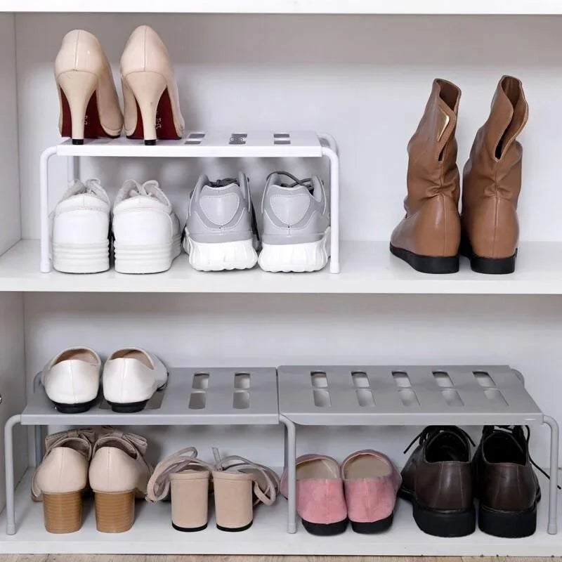 Adjustable ABS Shoe Rack Organizer, Extensible Telescopic Shoe Hanger for Wardrobe & Cabinet Storage