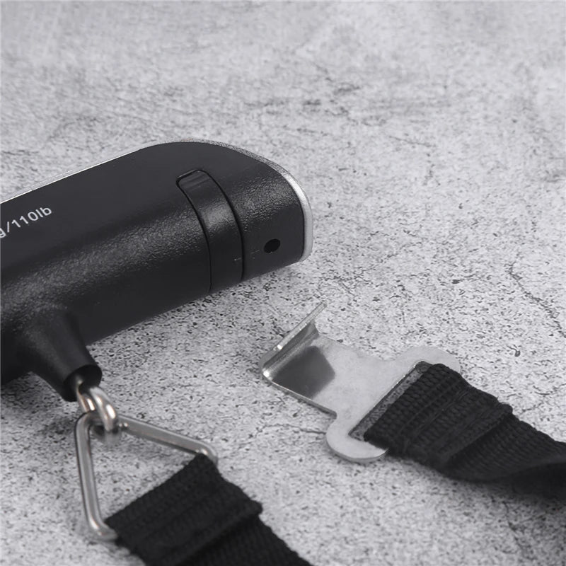 Portable Digital Luggage Scale with LCD Display, 50kg / 110lb Electronic Hanging Suitcase Scale, Travel Baggage Weight Checker with Temperature Display