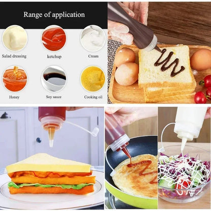 Large Squeeze Condiment Bottles with Nozzles – Ketchup, BBQ Sauce, Olive Oil Dispenser Squeeze Bottles Kitchen Gadget