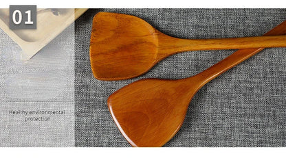 Bamboo Wood Spatula 39cm – Long Handle Wooden Cooking Spatula Safe for Non-Stick Pans