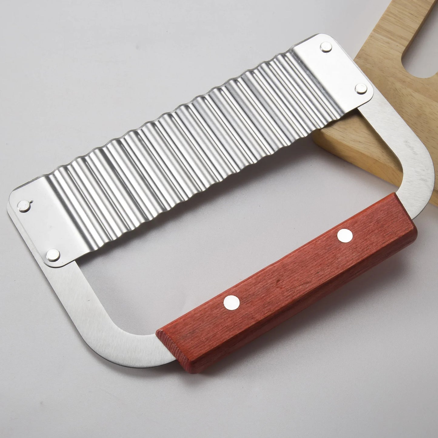 Stainless Steel Wave Knife with Wooden Handle – Wolf Tooth Potato Cutter Crinkle Knife Potato Chip Chopper Kitchen Tool