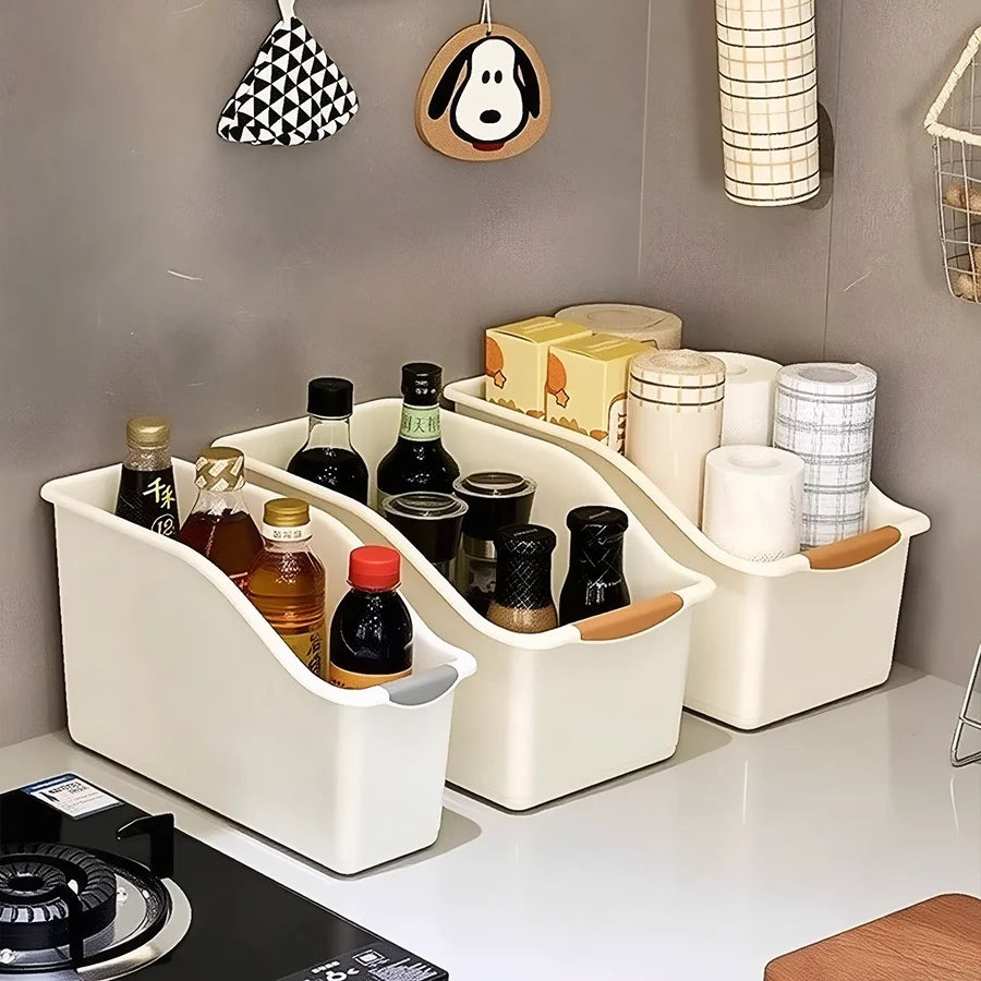 2/3PCS Plastic Under Sink Organizer with Wheels – Rolling Storage Bins for Kitchen Cabinet & Bottle Organization