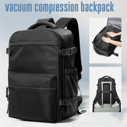 Vacuum Compression Travel Backpack, Expandable Large Capacity Laptop Backpack, Business School Bag for Men and Women, 20–35L Nylon Carry-On Backpack