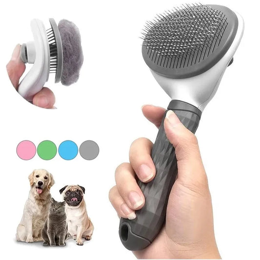 Self-Cleaning Pet Grooming Brush for Dogs and Cats, Professional Deshedding and Dematting Comb with One-Button Hair Release, Comfortable Handle Pet Care Tool
