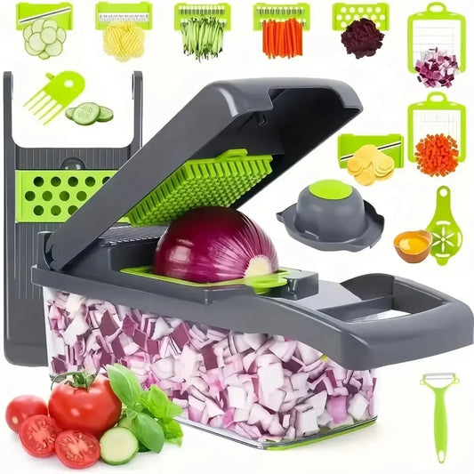 Multifunctional Vegetable Chopper with Handle, Food Grater, Slicer & Dicer for Kitchen Prep