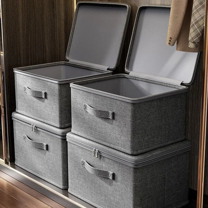 Foldable Cationic Fabric Storage Box with Soft Lid – Multi-Purpose Organizer Bin for Clothes & Toys