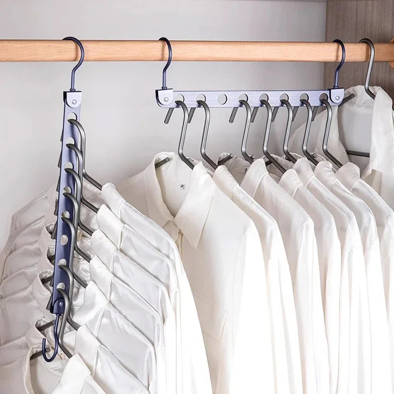 Foldable Rotatable Magic Clothes Hanger Organizer – Multi-Hole Metal Wardrobe Space Saver Hook