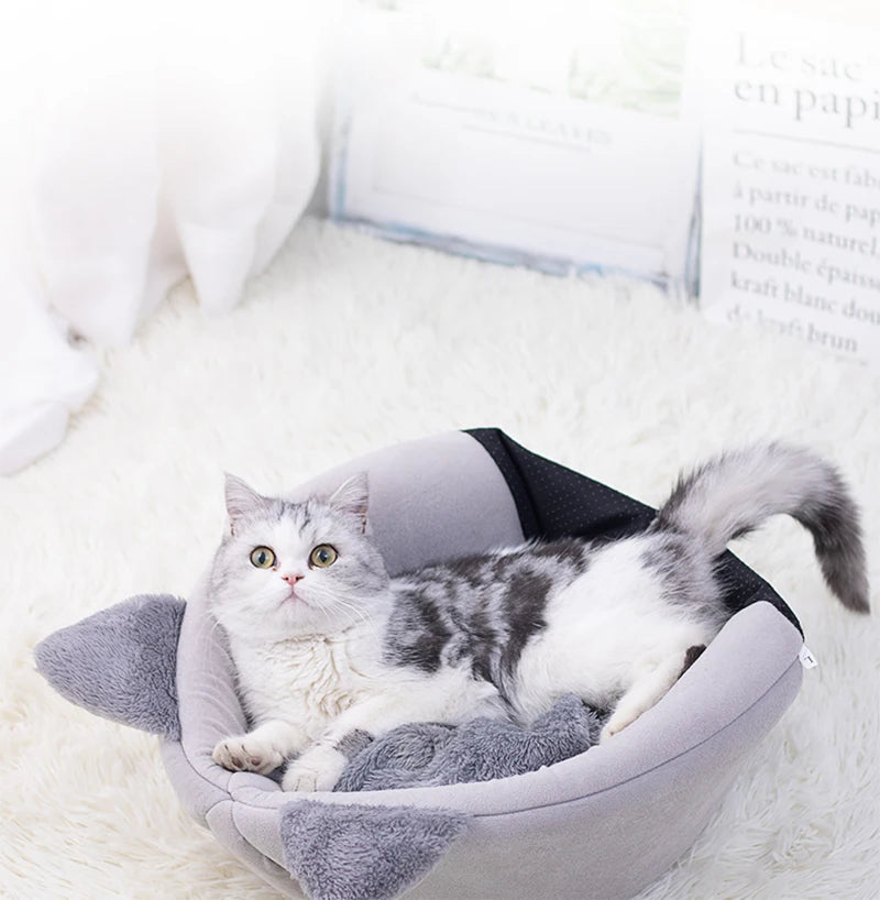 Winter Warm Cat Bed Cozy Cave Nest, Deep Sleep Comfort Pet Tent House for Cats and Small Dogs, Soft Plush Indoor Sleeping Mat Basket
