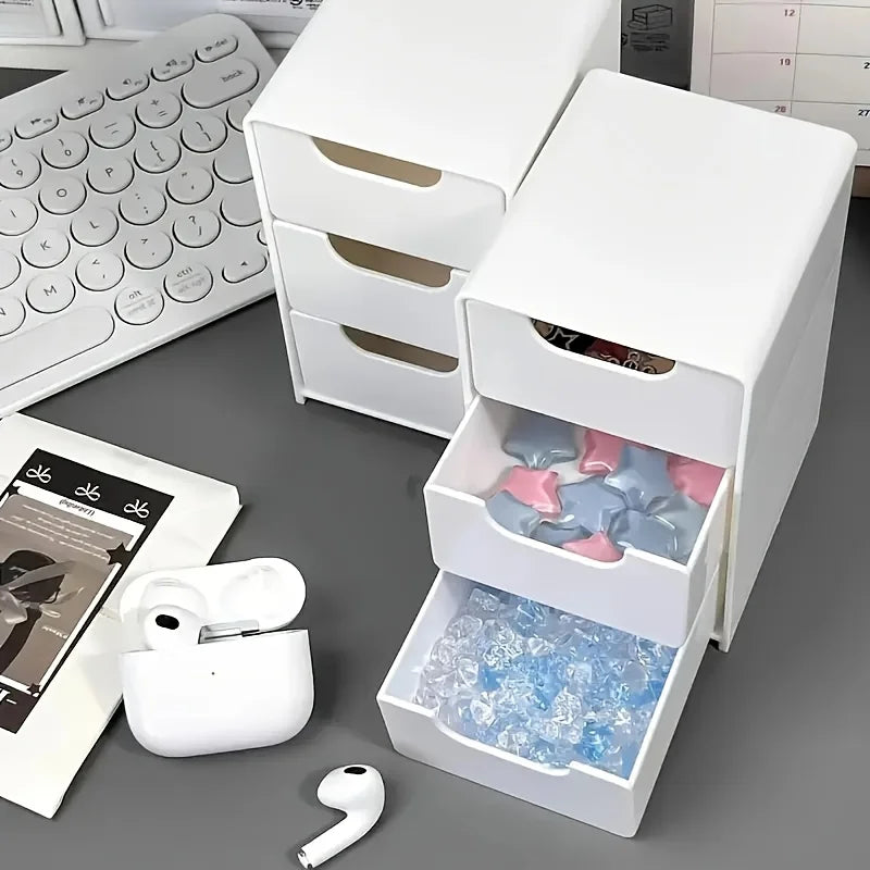 Chic 3-Tier Desk Organizer with Drawers – Portable Storage Box for Office Supplies, Jewelry & Cosmetics