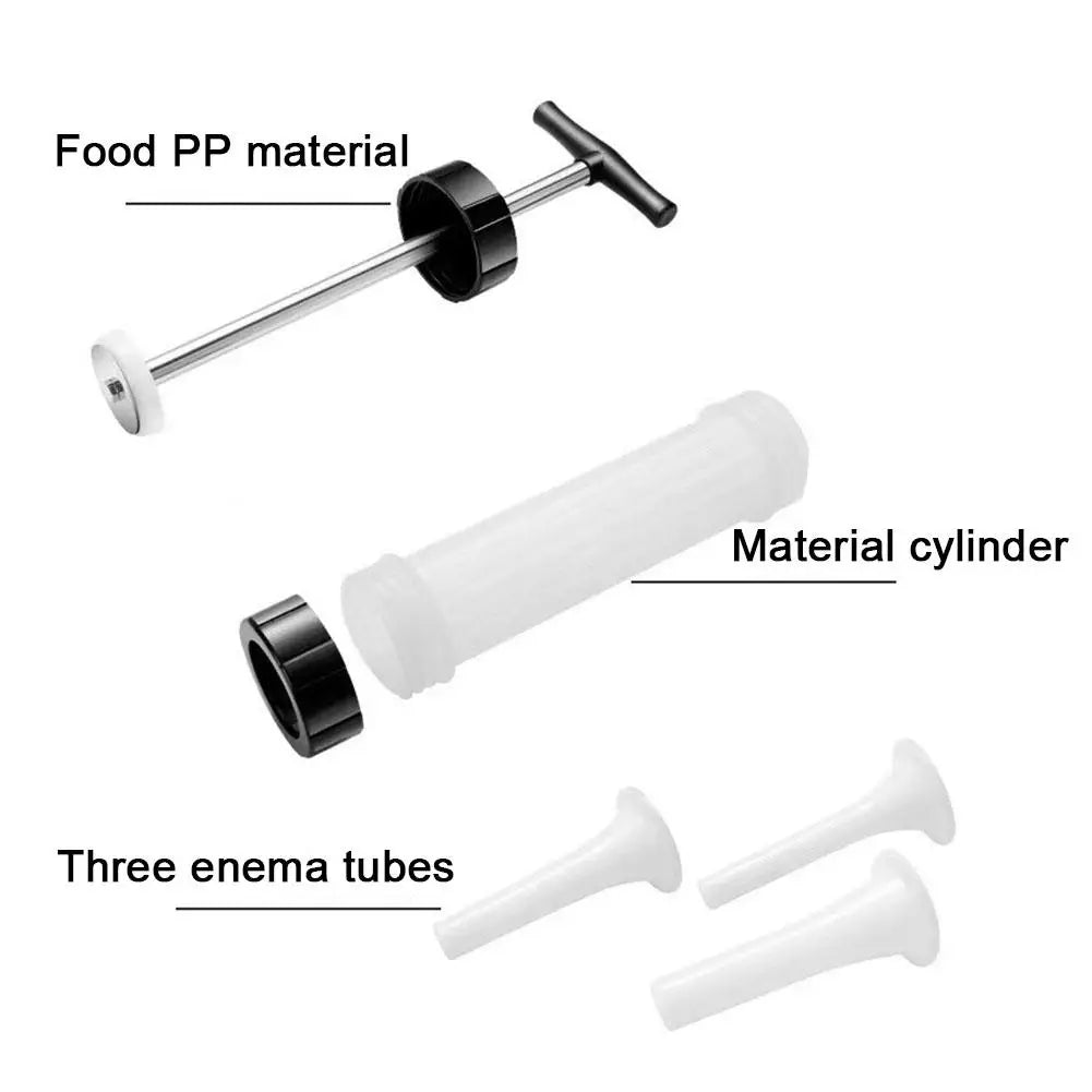 Portable Manual Sausage Maker Machine, Homemade Sausage Stuffing Press with 3 Funnels for Kitchen Use