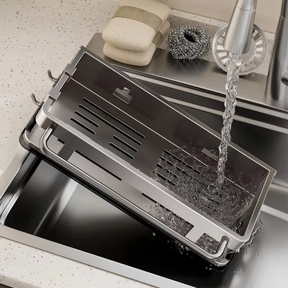 Suction Cup Wall-Mounted Kitchen Sink Storage Rack – Punch-Free Rag & Sponge Draining Organizer