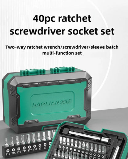 BAOLIAN 40-Piece Screwdriver and Wrench Set, Ratchet Magnetic Screwdriver Bit Kit for Household DIY Repair