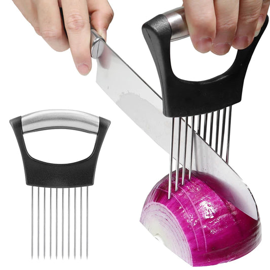 Onion Holder Slicer Cutter, Stainless Steel Vegetable Chopper for Tomato, Potato, Avocado, Eggs, Fruit & Meat