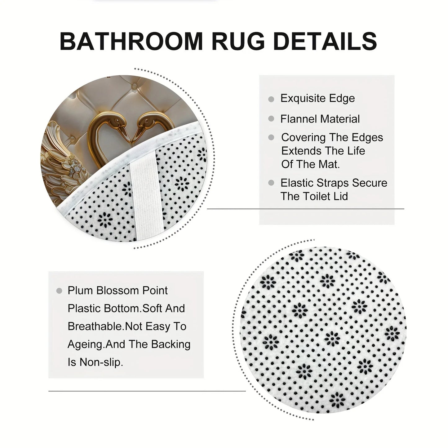 Luxury Gold Swan Bathroom Set 4PCS, Elegant Shower Curtain & Bath Mat Set with 3D Swan Design