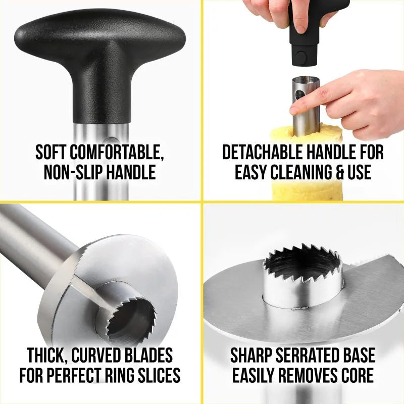 Stainless Steel Pineapple Cutter – Spiral Rotary Pineapple Slicer, Peeler & Core Separator