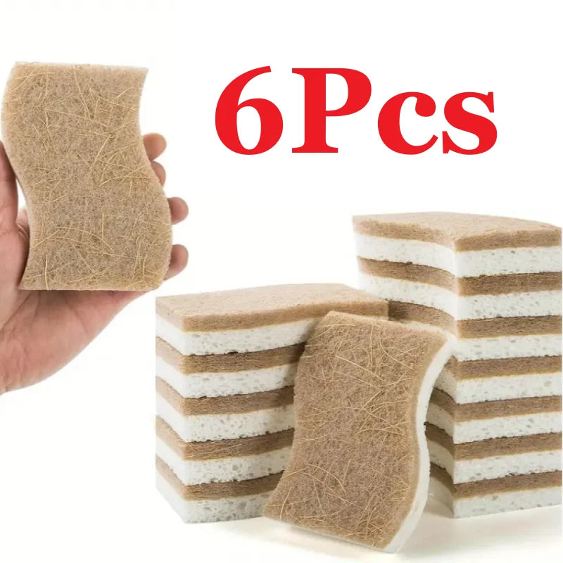 Natural Kitchen Sponge – Cellulose and Coconut Scrubber for Dishes, Pack of Household Cleaning Sponges, White