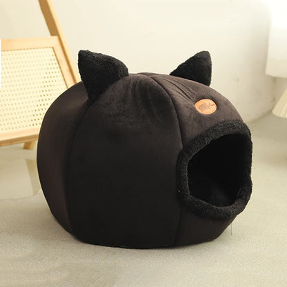 Winter Warm Cat Bed Cozy Cave Nest, Deep Sleep Comfort Pet Tent House for Cats and Small Dogs, Soft Plush Indoor Sleeping Mat Basket