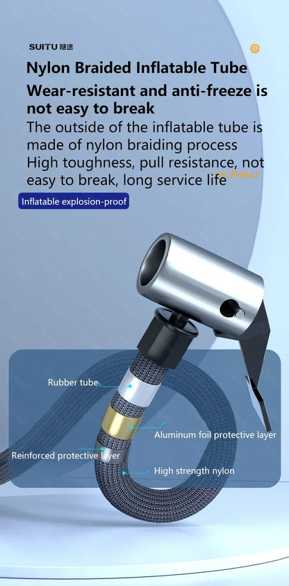 Portable Wireless Car Tire Inflator with LCD Digital Display, Rechargeable Air Compressor 150 PSI, Dual Power Supply, Mini Air Pump for Car, Motorcycle, Bicycle, and Sports Balls