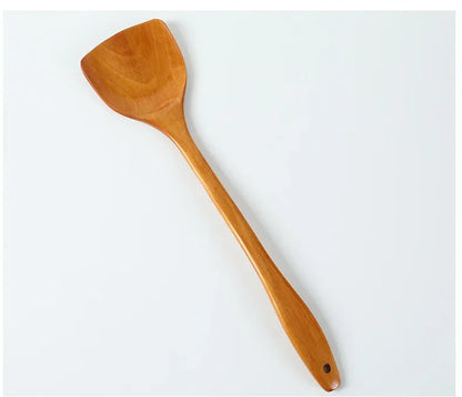 Bamboo Wood Spatula 39cm – Long Handle Wooden Cooking Spatula Safe for Non-Stick Pans