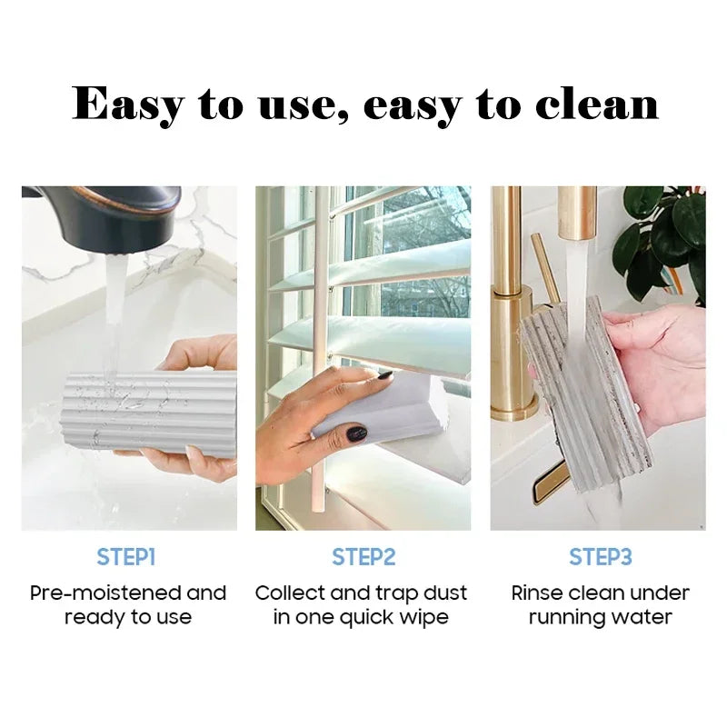 Car Damp Clean Duster Sponge – Reusable Eraser Brush for Auto, Blinds, Kitchen, and Window Cleaning