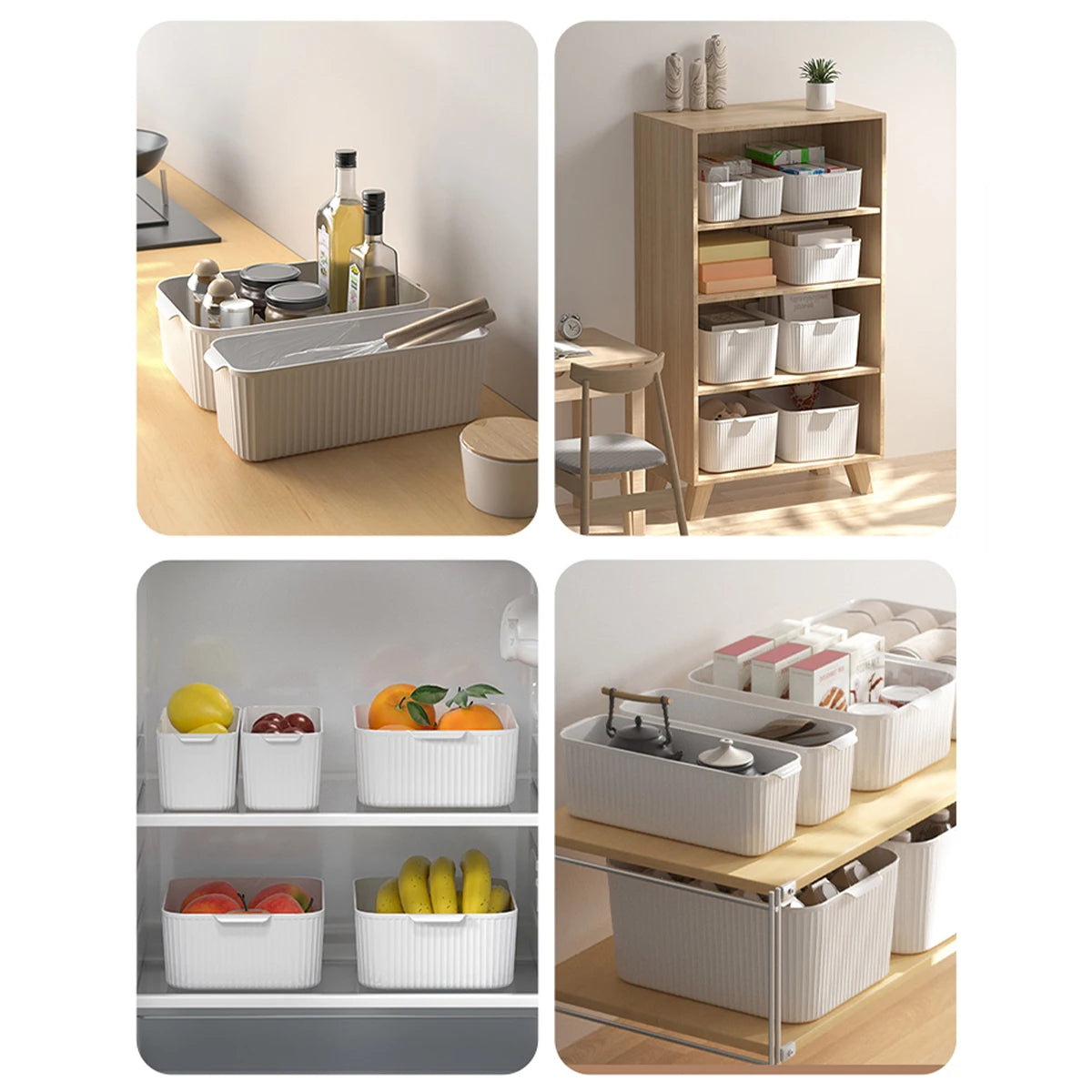 Multifunctional Plastic Storage Box with Handle, Desktop Organizer for Kitchen, Bathroom & Cabinet