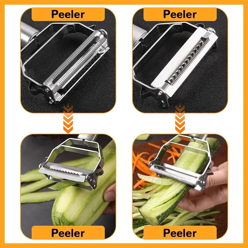 Stainless Steel Vegetable Peeler, Multifunctional Double-Head Fruit Peeler and Julienner for Kitchen Use