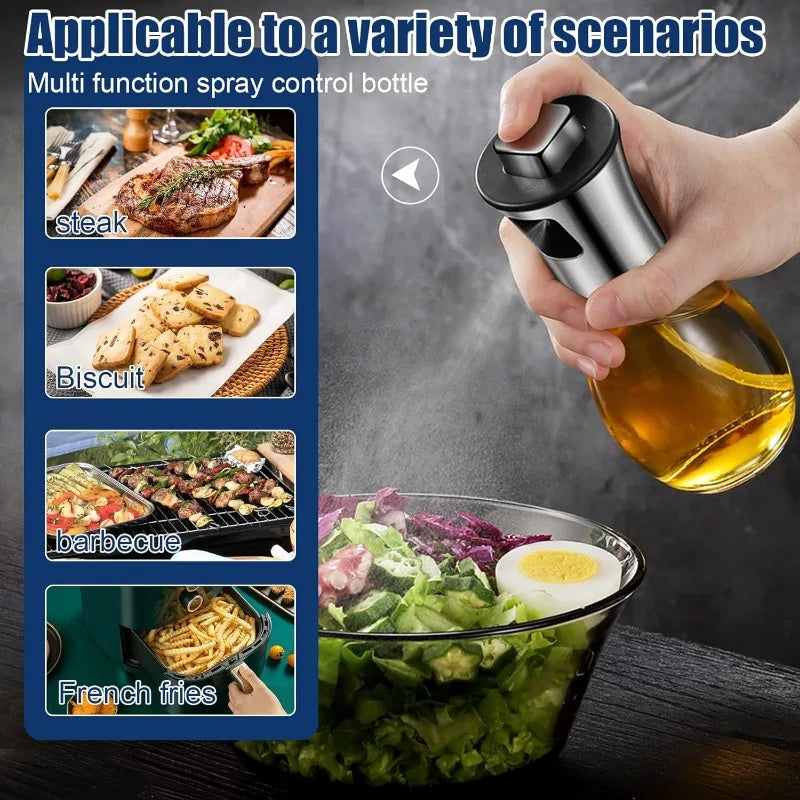 200ML Stainless Steel Oil Sprayer Mister Bottle – Olive Oil Spritzer Portable Kitchen Gadget for Cooking and Seasoning